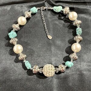 You and I rhinestone and beaded necklace